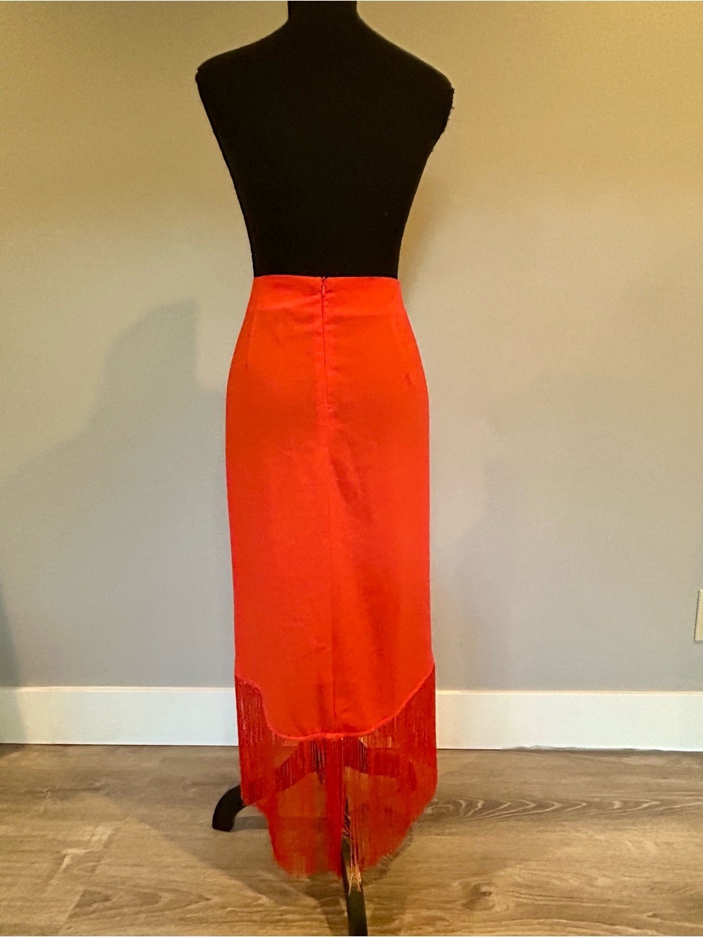 House of Harlow 1960 Orange Ruched Fringe Midi Skirt Sz S Boho Resort Statement - Picture 6 of 14